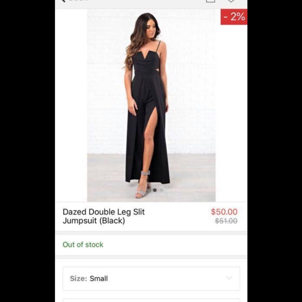 Black Jumpsuit - Double Leg Slit